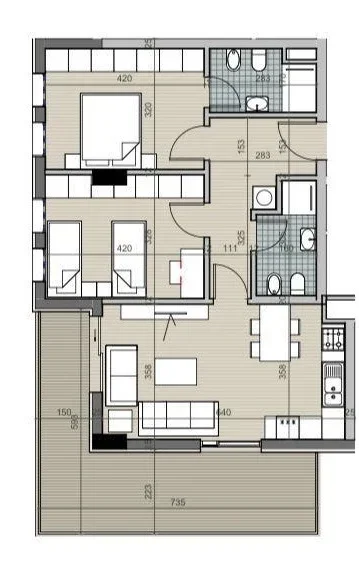 Tirane, shitet apartament 2+1 Kati 7, 118 m² 146.880 € (Univers City.)