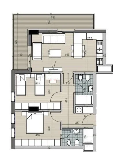 Tirane, shitet apartament 2+1 Kati 6, 112 m² 123.200 € (Univers City.)