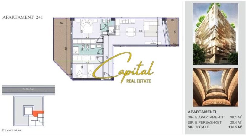 Tirane, jepet me qera ambjent biznesi Kati 1, 120 m² 1.200 € (KOMPLEKSI GOLDEN TOWER)