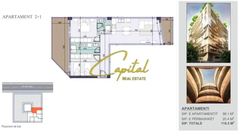 Tirane, jepet me qera ambjent biznesi Kati 1, 120 m² 1.200 € (KOMPLEKSI GOLDEN TOWER)