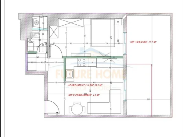 Tirane, shitet apartament 1+1+Aneks Kati 1, 59 m² 190.000 € 