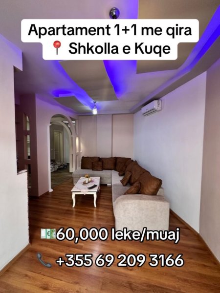 Tirane, jepet me qera apartament 1+1 Kati 4, 70 m² 600 € (Shkolla e Kuqe)