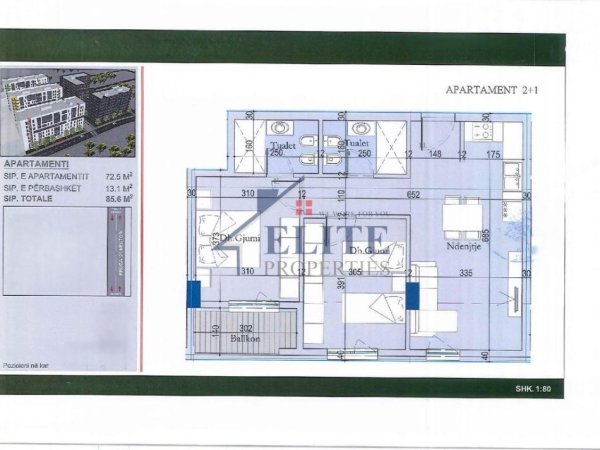 Tirane, shitet apartament 2+1+Ballkon Kati 3, 86 m² 102.720 € (Tirana Entry II)