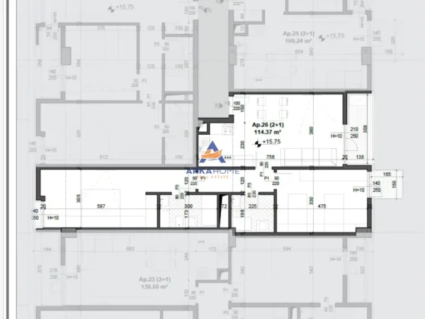 Tirane, shitet apartament 2+1 Kati 4, 115 m² 173.000 € 