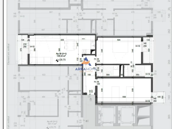 Tirane, shitet apartament 2+1 Kati 8, 139 m² 216.000 €