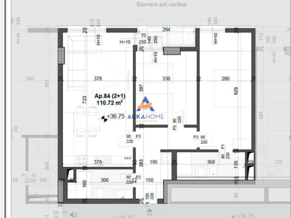 Tirane, shitet apartament 2+1 Kati 10, 110 m² 172.000 € 