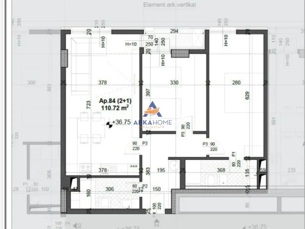 Tirane, shitet apartament 2+1 Kati 10, 110 m² 172.000 € 