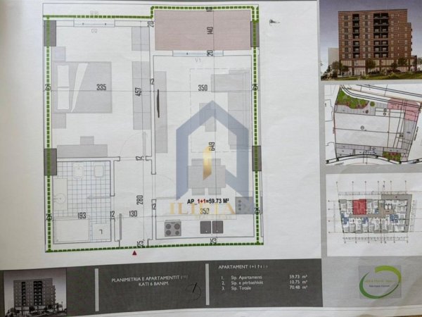 Tirane, shes apartament 1+1+Ballkon Kati 4, 70 m² 88.100 € (Babrru Tirana View Residence)