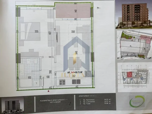 Tirane, shes apartament 1+1+Ballkon Kati 4, 70 m² 88.100 € (Babrru Tirana View Residence)