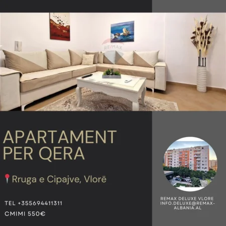 Vlore, jepet me qera apartament 2+1+Ballkon Kati 4, 115 m² 550 € (rruga e Cipajve, Vlore)