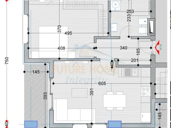 Tirane, shitet apartament 1+1 Kati 6, 75 m² 82.940 € (BelFiore Residence II,)