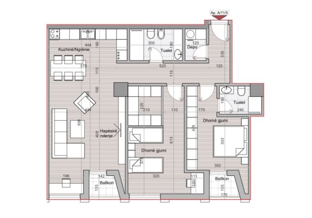 Tirane, shitet apartament 2+1 Kati 11, 145 m² (Rruga Muhamed Gjollesha)