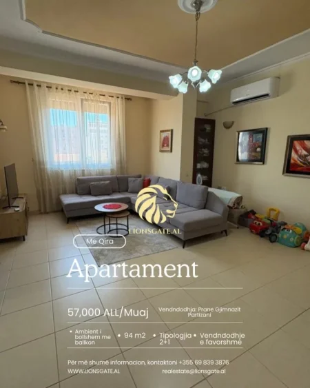 Tirane, jepet me qera apartament 2+1 , 94 m² 570 € (Gjimnazi Partizani)