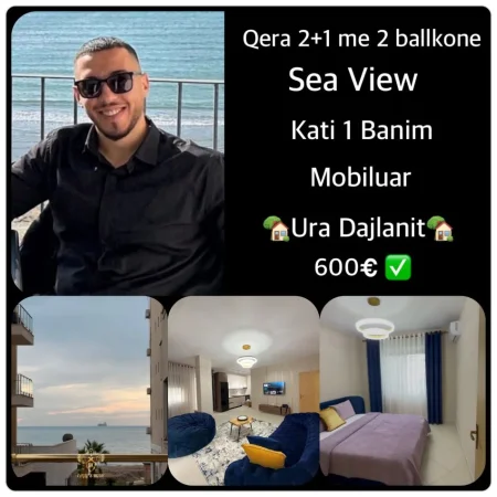 Durres, jepet me qera apartament 2+1+Ballkon Kati 1, (PLAZH PAMJE DETI 600E)
