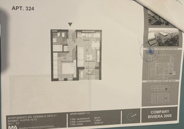 Tirane, shitet apartament 1+1 Kati 3, 54 m² 67.000 € 