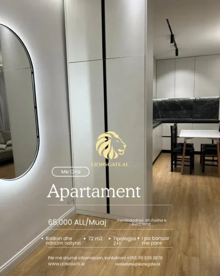 Tirane, jepet me qera apartament 2+1+Ballkon , 72 m² 650 € 