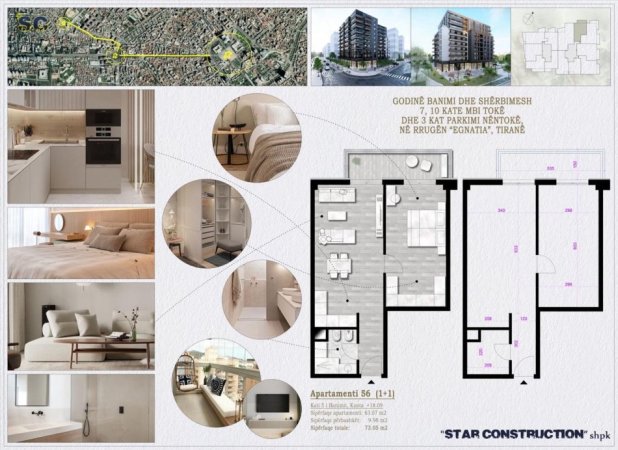 Tirane, shitet apartament 1+1+Ballkon Kati 7, 73 m² 135.000 € (Star bosko)