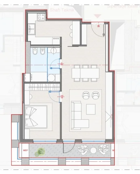 Tirane, shitet apartament 1+1 Kati 8, 245.000 € 