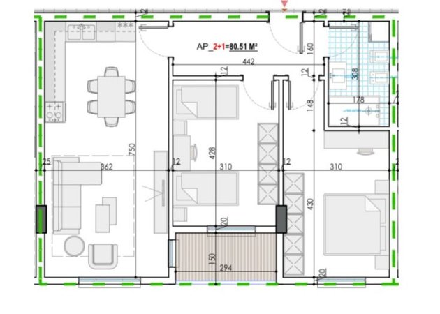 Tirane, shitet apartament 2+1 Kati 8, 95 m² 70.500 € 