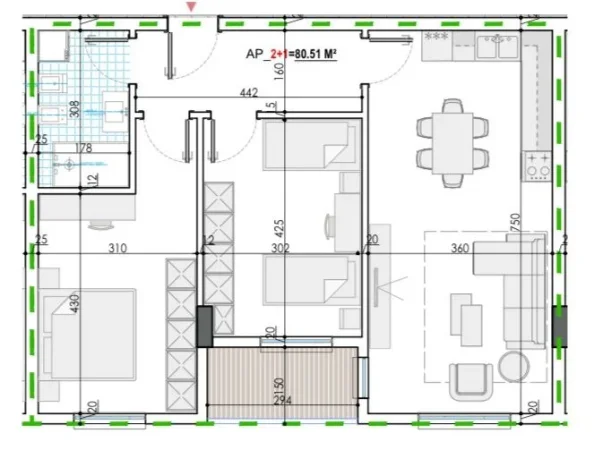 Tirane, shitet apartament 2+1 Kati 8, 95 m² 70.500 € (Kamez)