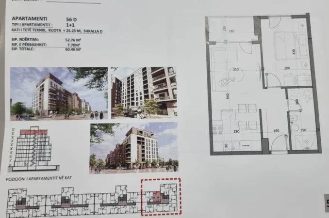 Shitet Apartament 1+1 në Kamëz Mundësi e Shkëlqyer Investimi!,  48000 €