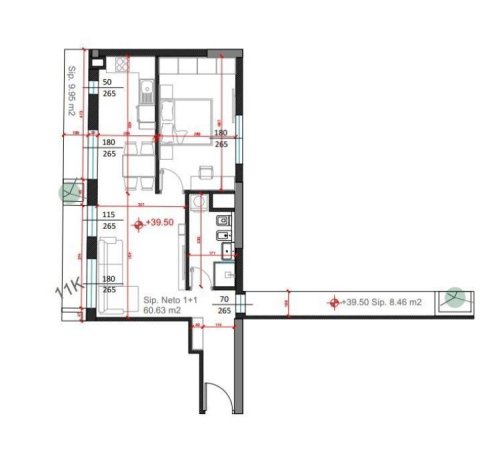 Tirane, shitet apartament 1+1 Kati 11, 89 m² 127.000 € (Rruga Ish Fusha e Aviacionit)