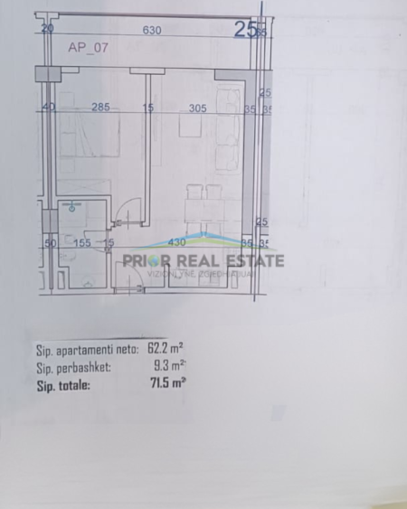 Golem, shitet apartament 1+1 Kati 4, 72 m²  1300 €/M2  Golem (Kompleksi Viena)