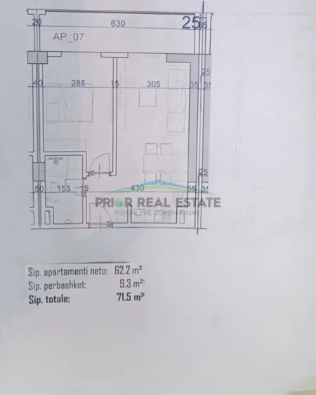 Golem, shitet apartament 1+1 Kati 4, 72 m²  1300 €/M2  Golem (Kompleksi Viena)