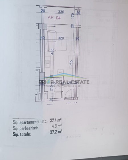 Golem, shitet apartament 1+1 Kati 4, 38 m² 1300 €/M2 Golem (Kompleksi Viena)