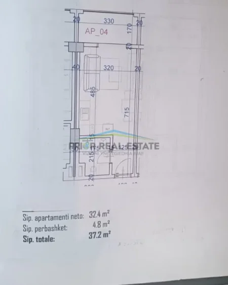 Golem, shitet apartament 1+1 Kati 4, 38 m² 1300 €/M2 Golem (Kompleksi Viena)