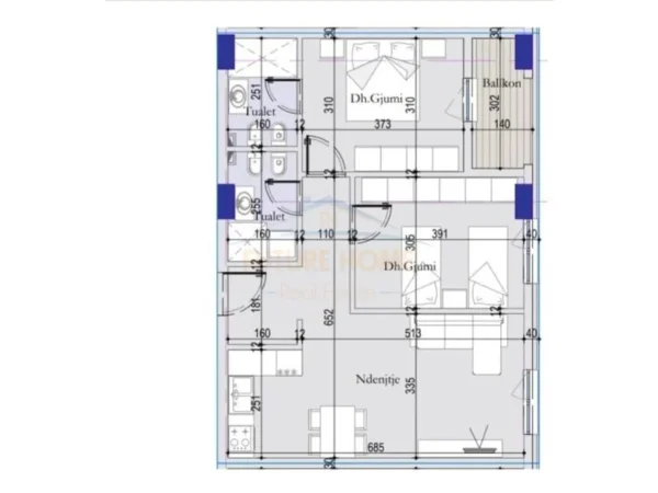 Tirane, shitet apartament 2+1+Ballkon Kati 1, 88 m² 109.500 € (ISH DOGANA)