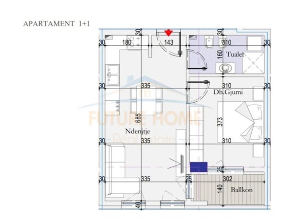Tirane, shitet apartament 1+1+Ballkon Kati 7, 60 m² 77.610 € (ISH DOGANA)