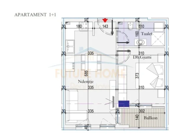 Tirane, shitet apartament 1+1+Ballkon Kati 7, 60 m² 77.610 € (ISH DOGANA)