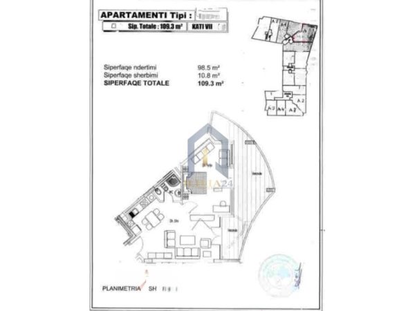 Tirane, shes apartament 2+1+Ballkon Kati 6, 109 m² 132.000 € (Yzberisht BESIM ALLA)