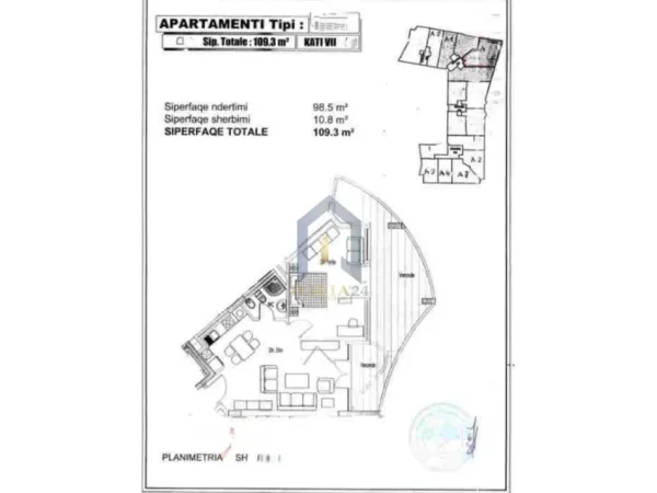 Tirane, shes apartament 2+1+Ballkon Kati 6, 109 m² 132.000 € (Yzberisht BESIM ALLA)