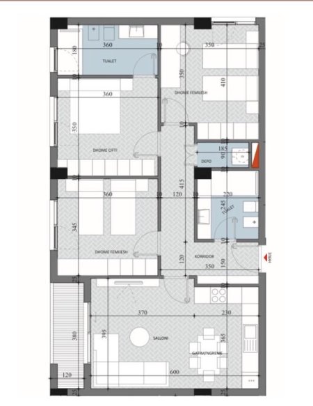 Tirane, shitet 3+1+2+Ballkon , 117 m² 117.790 € (Diellon 2, Paskuqan)