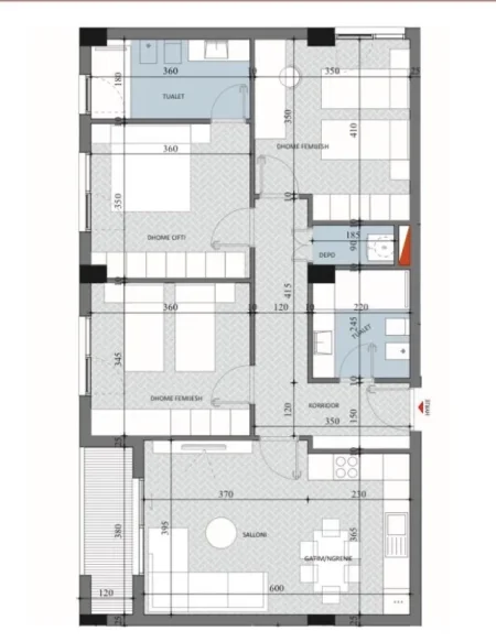 Tirane, shitet 3+1+2+Ballkon , 117 m² 117.790 € (Diellon 2, Paskuqan)