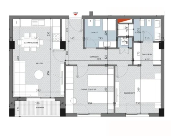 Tirane, shitet apartament 2+1+2+Ballkon , 103 m² 103.410 € (Diellon 2, Paskuqan)