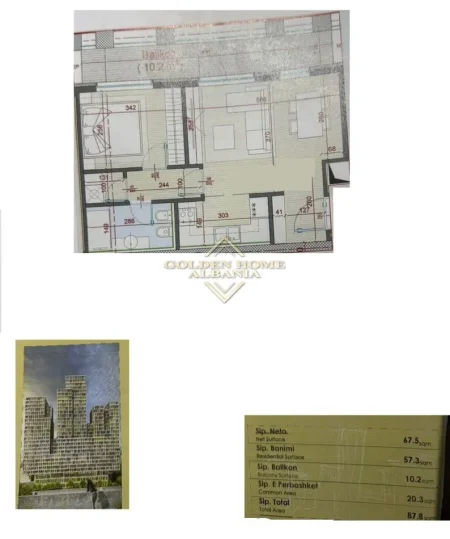 Tirane, shitet apartament 1+1+Ballkon , 88 m² 