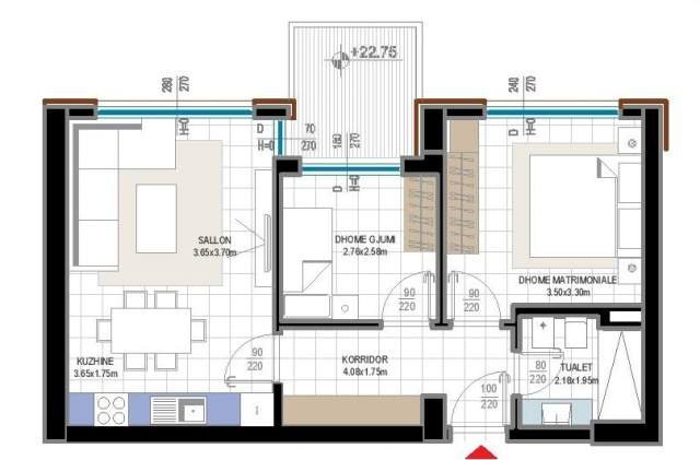 Tirane, shitet apartament 2+1+BLK Kati 5, 79 m² 150.290 Euro (Bulevardi i Ri)