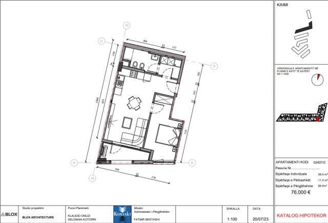 Tirane, shitet apartament 1+1 Kati 4, 70 m² 76.000 Euro (Pasho Hysa)