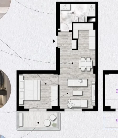 Tirane, shitet apartament 1+1+Ballkon Kati 7, 65 m² (Rruga Egnatia)