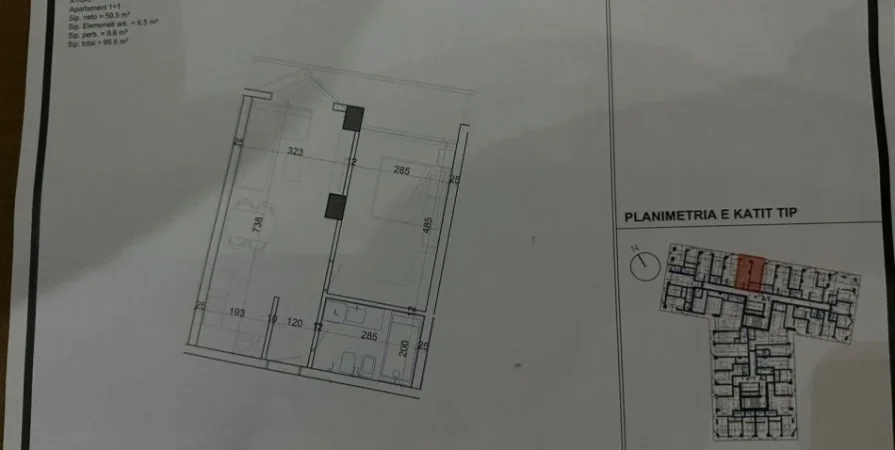 Tirane, shitet apartament 1+1+Ballkon Kati 4, 66 m² 113.200 € (ISH PARKU)