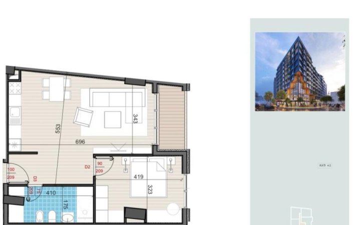 Tirane, shitet apartament 1+1 Kati 2, 137.650 €