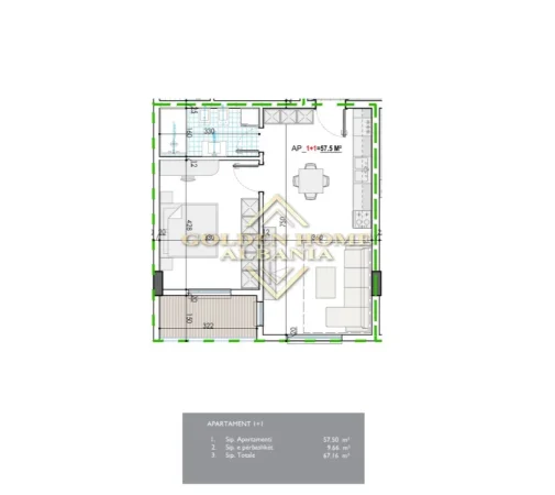 Tirane, shitet apartament 1+1+Ballkon , 67 m² 50.370 € 