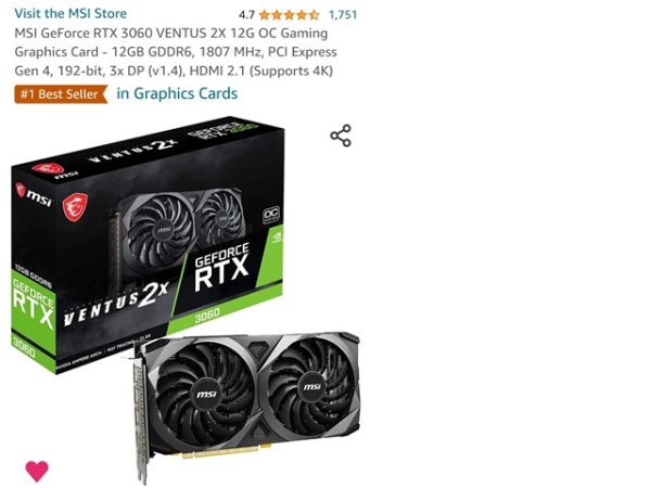 Tirane, Grafik card Shitet kart grafike rtx 3060 msi 12GB