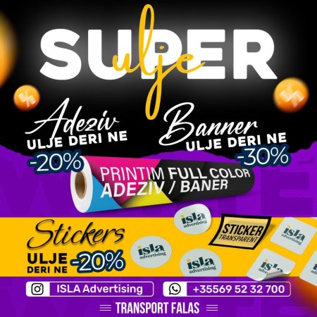 Tirane, ofroj Sherbime printimi ne baner, adeziv, stickera