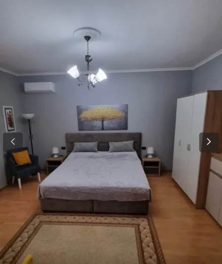 Jepet me Qira Apartament 1+1+2 Ballkone, i mobiluar, ne nje nga zonat me te preferuara te Tiranes, ne Rrugen e Elbasanit, Shkolla e Baletit
