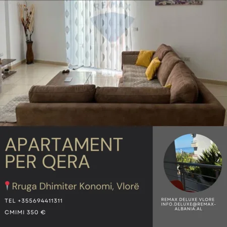 Vlore - Lungomare, jepet me qera apartament 1+1 , 78 m² 350 € (Rruga Dhimitër Konomi, Vlore)