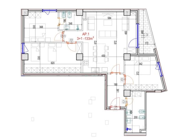 Tirane, shitet apartament 3+1+Ballkon , 158 m² (Mara Residence, Don Bosko)